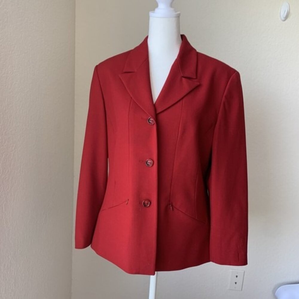 Vintage Conrad C Collection Two Piece Burgundy Skirt Suit 12 Made in Canada - Picture 2 of 16